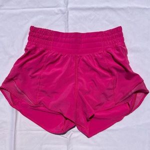 rare sonic pink high rise lululemon shorts